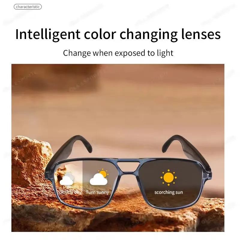 Gafas inteligentes Bluetooth con auriculares integrados, navegación por voz y lentes fotocromáticas