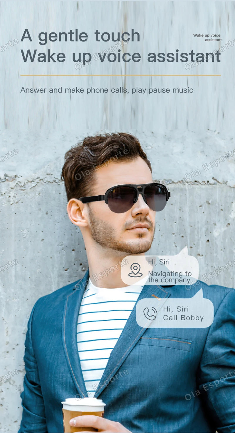 Gafas de sol inteligentes con llamada Bluetooth, deportivas y batería de larga duración